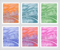 Where The Heart Is - Houston, TX (polyptych) 9 Where The Heart Is - Houston, TX (polyptych) -Art Prints Shop wheretheheartwhite frame